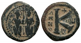 Justin II , with Sophia (565-578 AD). AE Half Follis
Condition: Very Fine

Weight: 5.50 gr 
Diameter: 24 mm