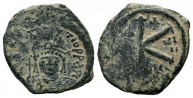 Maurice Tiberius. 582-602. AE half follis 
Condition: Very Fine

Weight: 6.00 gr 
Diameter: 22 mm