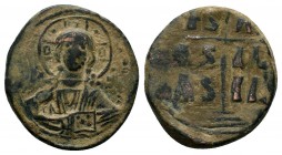 Byzantine Anonymous issue. AE follis, nimbate bust of Christ facing,
Condition: Very Fine

Weight: 13.00 gr 
Diameter: 31 mm