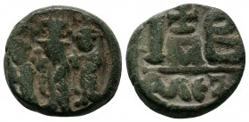 Heraclius, Heraclius Constantine and Heraclonas. 638-641. AE
Condition: Very Fine

Weight: 9.0 gr 
Diameter: 19 mm