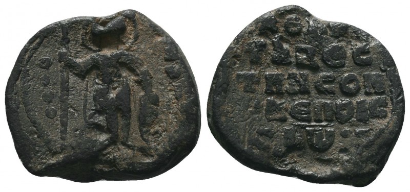 Byzantine Lead Seal, PB
Condition: Very Fine

Weight: 5.60 gr 
Diameter: 19 mm