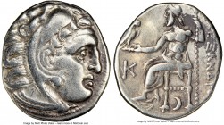 MACEDONIAN KINGDOM. Alexander III the Great (336-323 BC). AR drachm (18mm, 12h). NGC Choice VF. Early posthumous issue of Colophon, 310-301 BC. Head o...