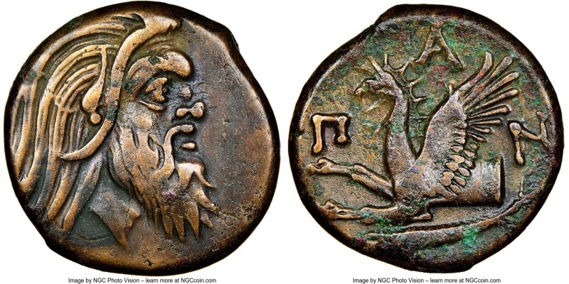 CIMMERIAN BOSPORUS. Panticapaeum. 4th century BC. AE (20mm, 11h). NGC VF. Head o...