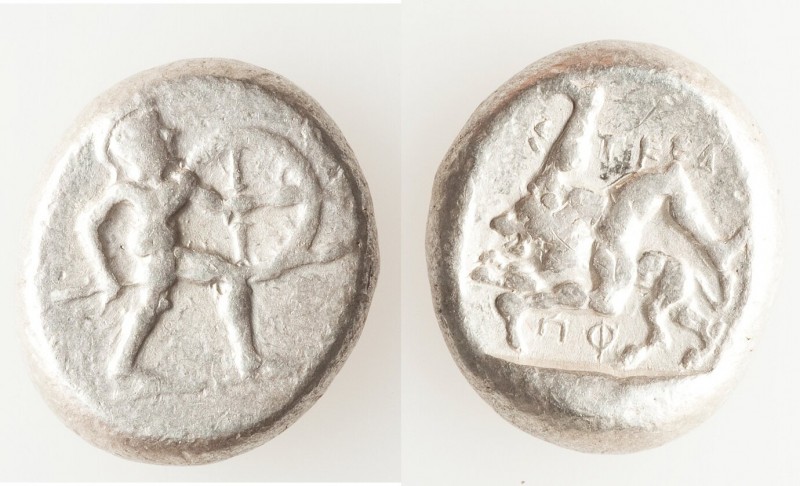 PAMPHYLIA. Aspendus. Ca. mid-5th century BC. AR stater (21mm, 10.88 gm, 11h). VF...