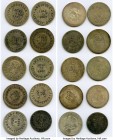 British Dependency 10-Piece Lot of Counterstamped Dollars 1967, 1) Mexico: Estados Unidos 5 Pesos 1948 - VF, KM-X2. 40.7mm. 30.08gm. 2) China: Republi...