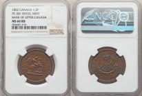 Province of Canada. Bank of Upper Canada "St. George" 1/2 Penny Token 1852 MS66 Red and Brown NGC, Royal mint, KM-Tn2, Br-720, PC-5B1. Plain edge, med...