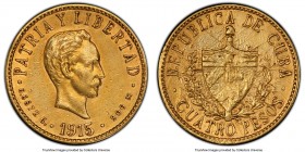 Republic gold 4 Pesos 1915 AU Details (Tooled) PCGS, Philadelphia mint, KM18, Fr-5. Mintage: 6,300. First year and rarest date of two Year Type. 

H...