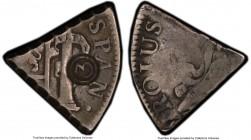 Dutch Colony Counterstamped 3 Reaal (18 Stuivers) ND (c. 1800) F15 PCGS, KM28, Scholten-1387, Prid-pg. 252, Fig. 27. 4.71gm. Countermarked on 1/5 of u...