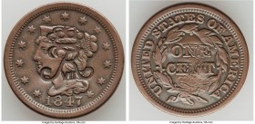 Danish Colony. Frederick VII Fantasy Counterstamped Cent ND (1850) XF, KM-X25.4. 27.5mm. 10.80gm. Displaying crowned FR VII monogram counterstamp on a...
