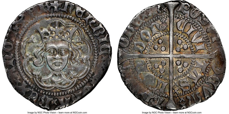 Henry VI (1st Reign, 1422-1461) 1/2 Groat (2 Pence) ND (1422-1430) AU53 NGC, Lon...