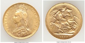Victoria gold Sovereign 1889 AU, KM767, S-3866B. 21.9mm. 8.00gm. AGW 0.2355 oz.

HID09801242017

© 2020 Heritage Auctions | All Rights Reserve