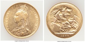 Victoria gold Sovereign 1889 AU, KM767. 22mm. 7.99gm. AGW 0.2355 oz. 

HID09801242017

© 2020 Heritage Auctions | All Rights Reserve