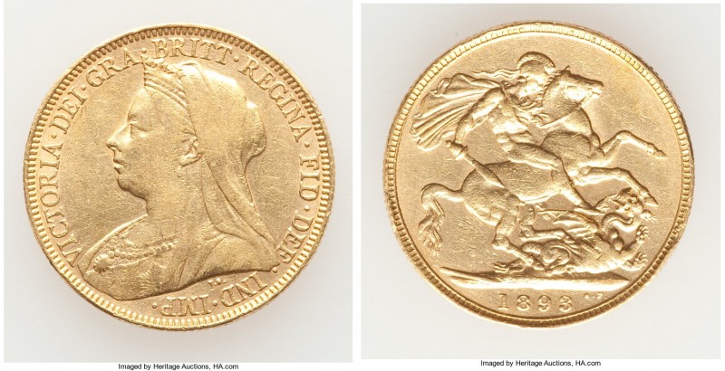 Victoria gold Sovereign 1893 XF, KM785. 21.9mm. 7.93gm. AGW 0.2355 oz. 

HID09...