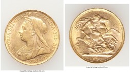 Victoria gold Sovereign 1899 UNC, KM785. 22.0mm. 7.98gm. AGW 0.2355 oz. 

HID09801242017

© 2020 Heritage Auctions | All Rights Reserve