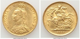 Victoria gold 2 Pounds 1887 AU, KM768, S-3865. 29.1mm. 15.99gm. One year type. AGW 0.471 oz. 

HID09801242017

© 2020 Heritage Auctions | All Righ...