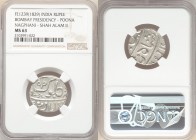 British India. Bombay Presidency Rupee FE 1239 (1829) MS63 NGC, Poona mint, KM325 (under Maratha Confederacy). Nagphani mintmark, struck in the name o...