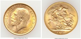 George V gold Sovereign 1918-I UNC, Mumbai mint, KM-A525. 22mm. 8.00gm. AGW 0.2355 oz. One year type. 

HID09801242017

© 2020 Heritage Auctions |...