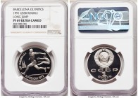 USSR 6-Piece Lot of Certified Proof "Barcelona Olympics" Roubles 1991 Ultra Cameo NGC, 1) "Long Jump" Rouble - PR69, KM-Y300 2) "Running" Rouble - PR6...