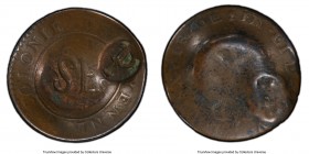 British Occupation copper Counterstamped Stuiver ND (1809-1812) VG10 PCGS, KM4, Prid-pg. 263, Fig. 44. Displaying SE and P countermarks (commission by...