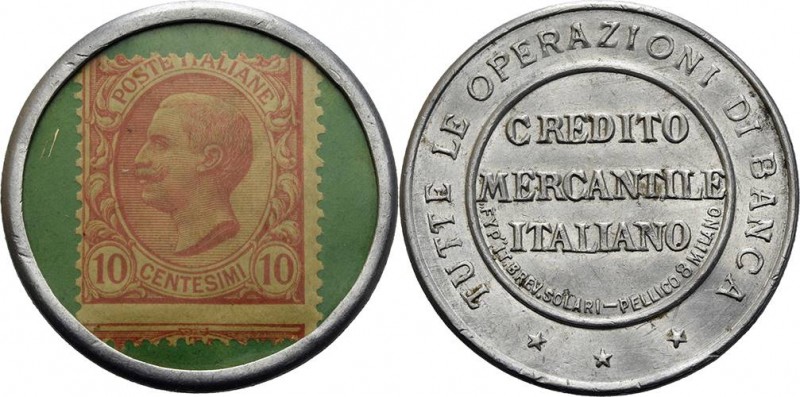 Briefmarkenkapselgeld
Italien 10 Centesimi o.J. Credito Mercantile Italiano Seh...