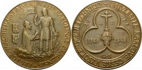 Akademien, Schulen, Universitäten
 Bronzemedaille 1948 (Spaniel) 600 Jahre Universität Prag. Gründungsszene / Emblem. 70 mm, 122,77 g Serfas 228 Tusc...