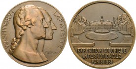 Ausstellungen
 Bronzemedaille 1931 (M. Delannoy) Exposition Coloniale Internationale Paris. Brustbilder von Washington und Lafayette nebeneinander na...