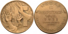 Drittes Reich
 Bronzemedaille 1932 (GIW) Auf die Reichstagswahl der NSDAP - Kampfschatzspende. Zum Hitlergruß erhobene Hände vor Swastika / Schrift. ...