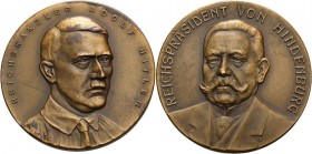 Drittes Reich
 Bronzemedaille o.J. (Mayer & Wilhelm) Brustbild Adolf Hitlers halbrechts / Brustbild Paul von Hindenburgs halblinks. 40,55 mm, 27,40 g...
