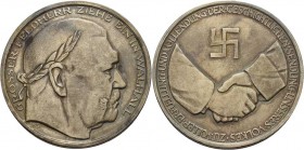 Drittes Reich
 Silbermedaille o.J. (1934) (B. Becker) Auf den Tod von Hindenburg. Kopf mit Lorbeerkranz nach rechts / Hakenkreuz über Handschlag. Ran...
