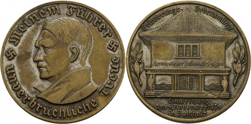 Drittes Reich
 Versilberte Bronzemedaille 1934 (O. Thiede) Einweihung der Ehren...