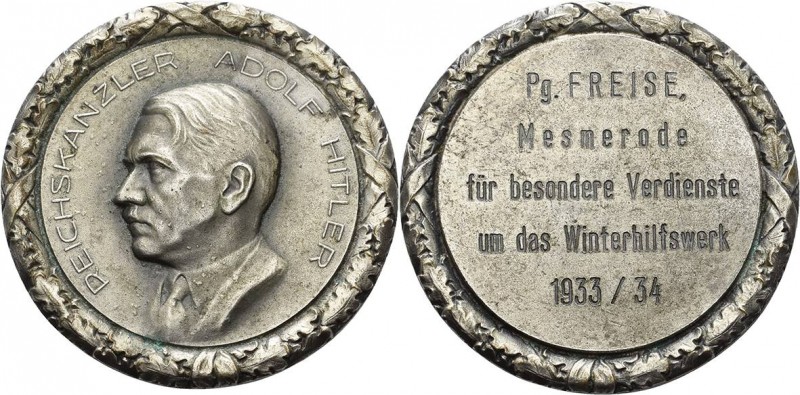 Drittes Reich
 Versilberte Bronzemedaille o.J. (graviert 1933/34) (unsigniert) ...