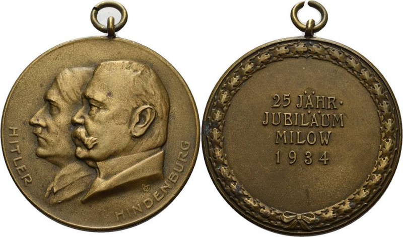 Drittes Reich
 Bronzemedaille 1934. 25-jähriges Jubiläum Milow. Brustbilder Hit...