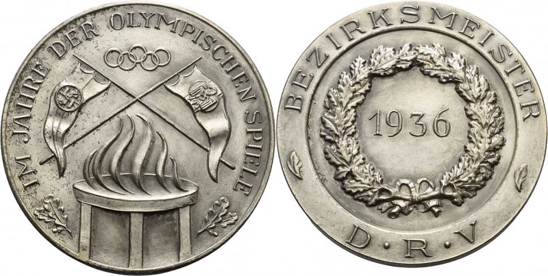 Drittes Reich
 Versilberte Weißmetallmedaille 1936 (unsigniert) Bezirksmeister ...