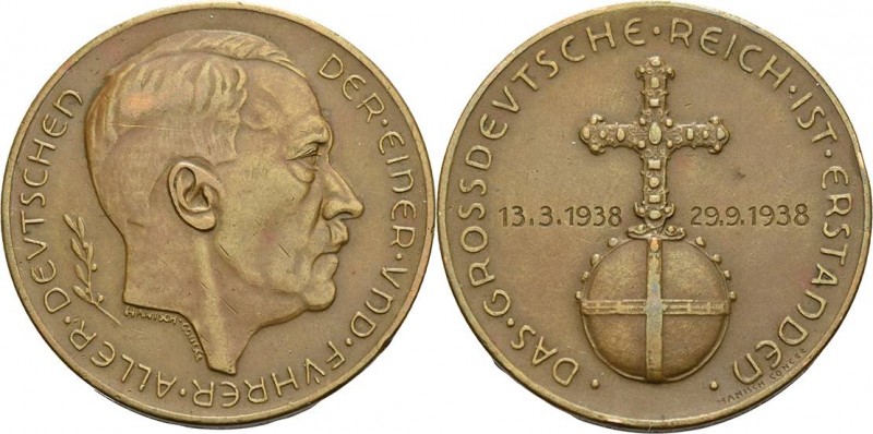 Drittes Reich
 Bronzemedaille 1938 (Hanisch-Concée) Auf das Großdeutsche Reich ...