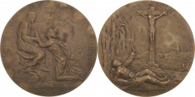Erster Weltkrieg
 Bronzemedaille 1914 (J. Witterwulghe) Sacre Coeur de Jesus protegez la Belgique. Vor Jesus kniende Frauengestalt mit Krone / Am Bod...