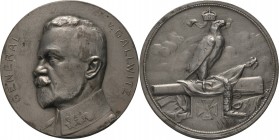 Erster Weltkrieg
 Zinkmedaille 1914 (BHM/Pforzheim) General Max von Gallwitz. Brustbild nach links / Kanone, darauf steht Adler nach rechts, unten ei...