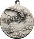 Slg. Joos - Medaillen, Plaketten, Abzeichen der Luftfahrt 1783-1945
 Einseitige Silbermedaille o.J. (unsigniert) Blériot-Eindecker nach rechts über F...