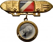 Slg. Joos - Medaillen, Plaketten, Abzeichen der Luftfahrt 1783-1945
 Bronziertes Blechabzeichen in Zeppelinform o.J. Luftschiff mit Einlage in schwar...