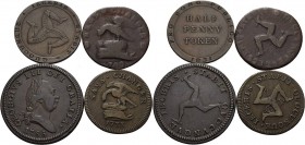 Insel-Man
Lot-4 Stück William Stanley, 10. Earl of Derby-Penny 1709. 1/2 Penny 1733. George III.-Penny 1786. William IV.-1/2 Penny Token 1831 Schön-v...