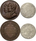 Vereinigte Staaten von Amerika
Lot-2 Stück 50 Cent 1823 Philadelphia (KM 37) und Bronzemedaille 1833 (Barre) Gedenkmedaille an Benjamin Franklin und ...