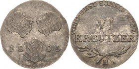 Habsburg
Franz II.(I.) 1792-1806 6 Kreuzer 1805, H-Günzburg Jaeger 37 Feine Patina, vorzüglich