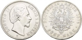 Bayern
Ludwig II. 1864-1886 5 Mark 1876 D Jaeger 42 Sehr schön