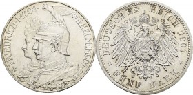 Preußen
Wilhelm II. 1888-1918 5 Mark 1901 A 200 Jahre Königreich Jaeger 106 Kl. Randfehler, kl. Kratzer, vorzüglich-Stempelglanz