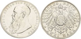 Sachsen-Meiningen
Georg II. 1866-1914 2 Mark 1902 D Kurzer Bart Jaeger 151 b Sehr schön-vorzüglich