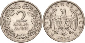 Kleinmünzen
 2 Reichsmark 1927 J Jaeger 320 Sehr schön-vorzüglich