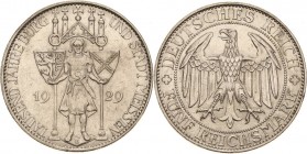 Gedenkausgaben
 5 Reichsmark 1929 E Meißen Jaeger 339 Fast vorzüglich/vorzüglich