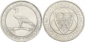 Gedenkausgaben
 3 Reichsmark 1930 A Rheinlandräumung Jaeger 345 Kl. Kratzer, vorzüglich-Stempelglanz