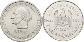 Gedenkausgaben
 3 Reichsmark 1931 A Stein Jaeger 348 Leicht berieben, vorzüglich/fast vorzüglich