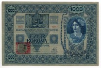 Czechoslovakia 1000 Korun 1919 Over "Austria 1000 Corona 1902" Rare!
P# 5
