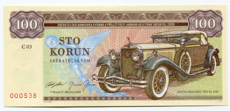 Czech Republic 100 Korun 2020 Specimen "Isotta Fraschini Tipo 8A 1929"
Fantasy ...